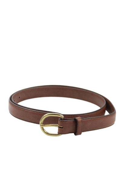 Ralph Lauren Womens Leather Silver Tone Buckle Classic Belt Brown Sz 42