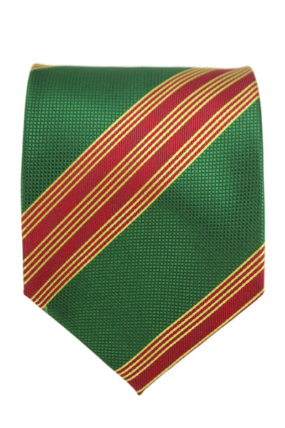 Marco Azzali Mens Striped Print Classic Tie Green Red Yellow
