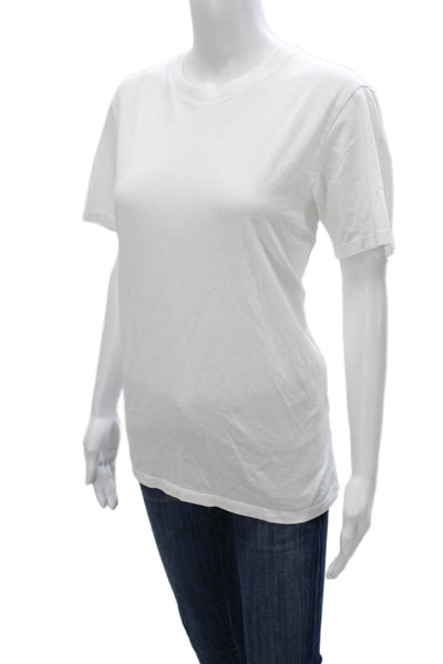 Uniqlo Unisex Adults Basic White Cotton Crew Neck Short Sleeve T-Shirt Size M