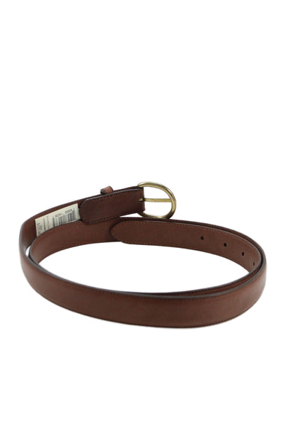 Ralph Lauren Womens Leather Silver Tone Buckle Classic Belt Brown Sz 42
