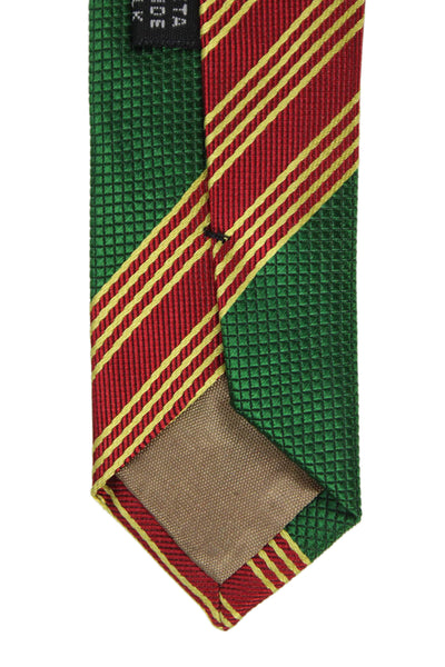Marco Azzali Mens Striped Print Classic Tie Green Red Yellow