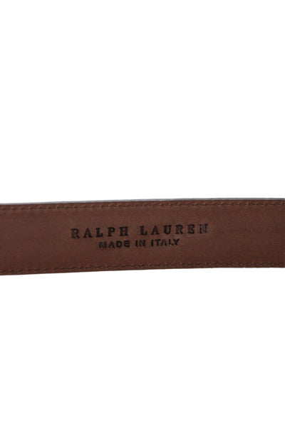 Ralph Lauren Womens Leather Silver Tone Buckle Classic Belt Brown Sz 42