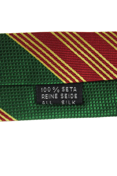 Marco Azzali Mens Striped Print Classic Tie Green Red Yellow
