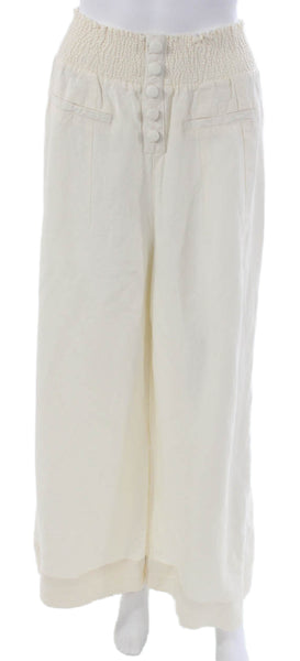 We Wore What Womens Ivory Linen Button Pants Size XL