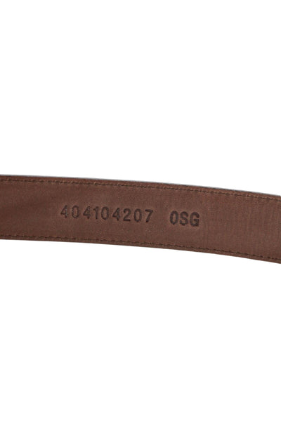 Ralph Lauren Womens Leather Silver Tone Buckle Classic Belt Brown Sz 42