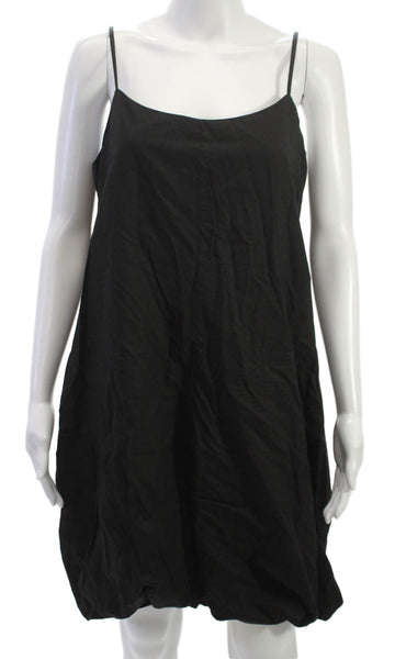YFB Women Tank Dress Black Lyocell Scoop Neck Sleeveless Knee Length Size L