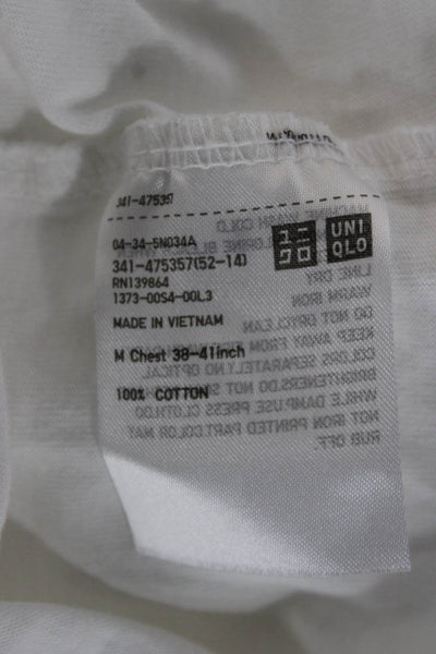 Uniqlo Unisex Adults Basic White Cotton Crew Neck Short Sleeve T-Shirt Size M
