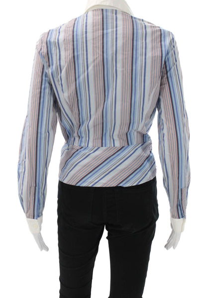 Lafayette 148 New York Women Button-Up Striped Multi Top Long Sleeve Size 4