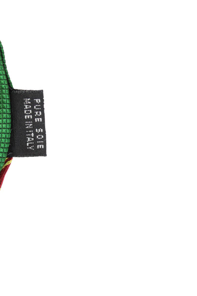 Marco Azzali Mens Striped Print Classic Tie Green Red Yellow