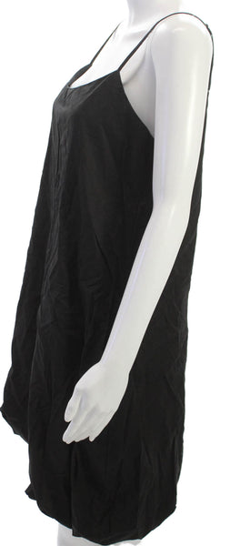 YFB Women Tank Dress Black Lyocell Scoop Neck Sleeveless Knee Length Size L