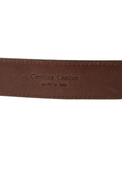 Ralph Lauren Womens Leather Silver Tone Buckle Classic Belt Brown Sz 42