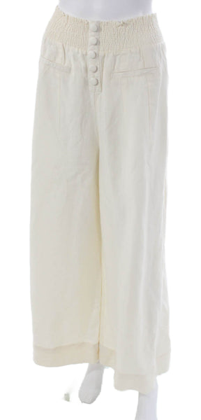 We Wore What Womens Ivory Linen Button Pants Size XL