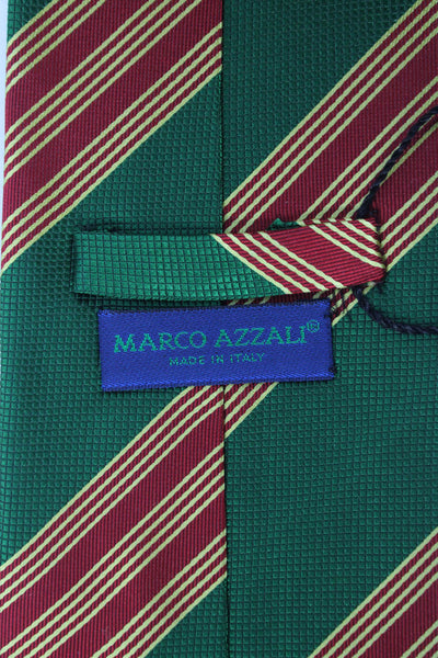 Marco Azzali Mens Striped Print Classic Tie Green Red Yellow