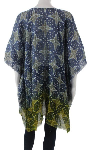 Dianora Salviati Women Linen Geometric Boat Neck Tunic 3/4 Size One Size