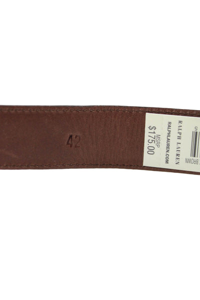 Ralph Lauren Womens Leather Silver Tone Buckle Classic Belt Brown Sz 42