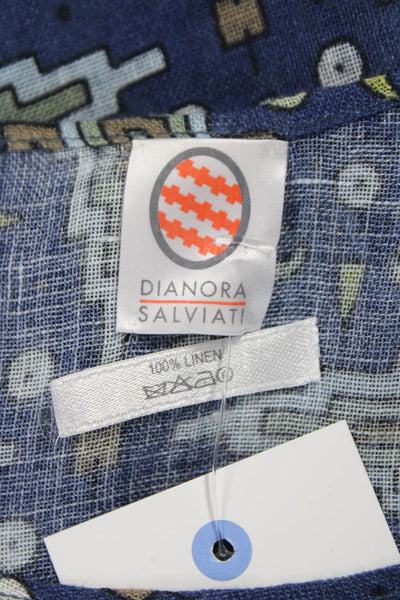 Dianora Salviati Women Linen Geometric Boat Neck Tunic 3/4 Size One Size