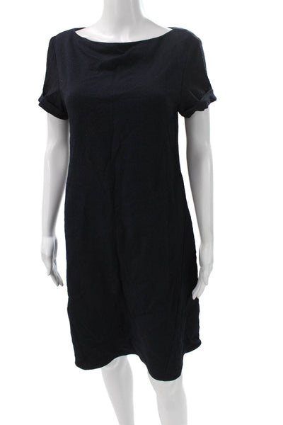 MM. La Fleur Women Shift Dress Black Viscose Boat Neck Short Sleeve Size M