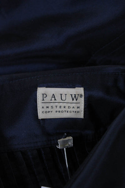 Pauw Womens Shirt Dress Blue Short Sleeve Collared Button Poly Blend Size S