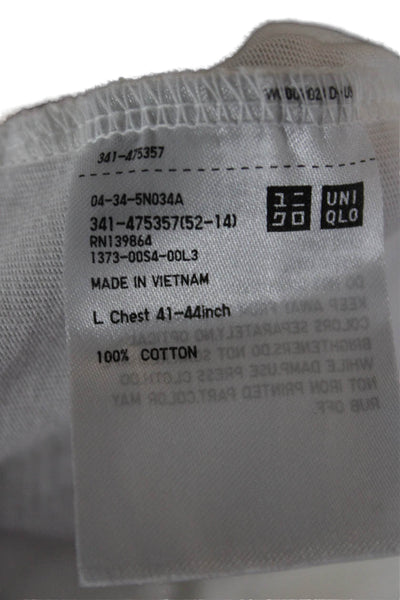 Uniqlo Unisex Adults T-Shirt White Cotton Crew Neck Short Sleeve Size L