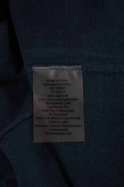 Kinross Cashmere Womens Silk Pullover Sweater Blue Crew Neck Long Sleeve Size S
