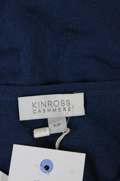 Kinross Cashmere Womens Silk Pullover Sweater Blue Crew Neck Long Sleeve Size S