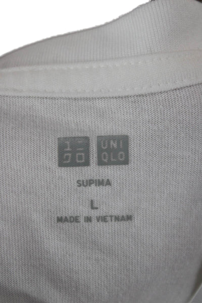 Uniqlo Unisex Adults T-Shirt White Cotton Crew Neck Short Sleeve Size L