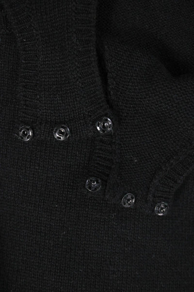 Christian Dior Women Cashmere Pullover Sweater Black Collared 3/4 Sleeve Size S