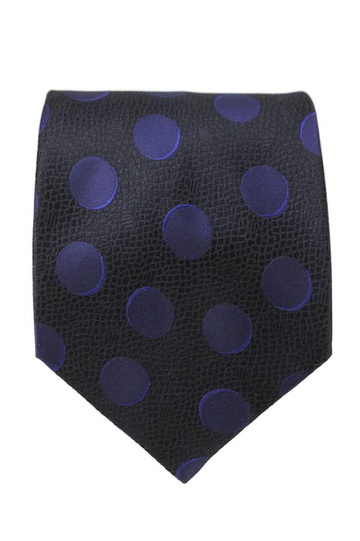 Designer Mens Polka Dot Print Classic Tie Black Blue