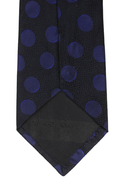 Designer Mens Polka Dot Print Classic Tie Black Blue