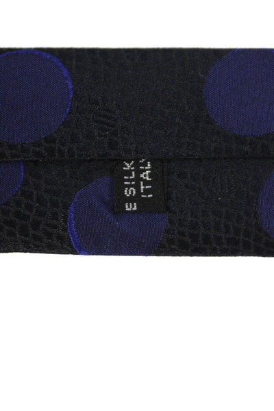 Designer Mens Polka Dot Print Classic Tie Black Blue