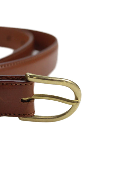Ralph Lauren Womens Leather Gold Tone Buckle Belt Brown Size 40