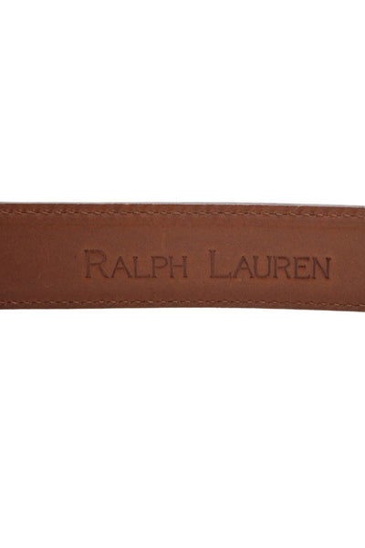 Ralph Lauren Womens Leather Gold Tone Buckle Belt Brown Size 40