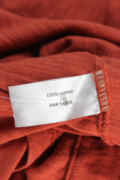 Elliott Lauren Womens Collared Button Up Cotton Long Sleeve Orange Size XL