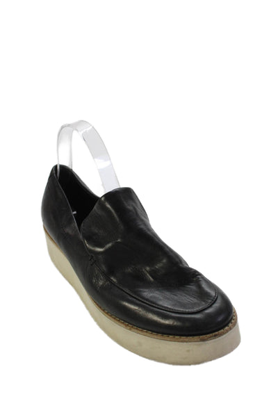 Vince Womens Leather Platform Slip On Shoes Black Size 9