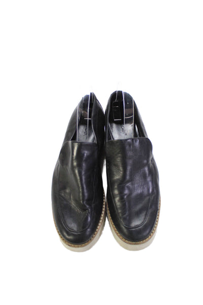 Vince Womens Leather Platform Slip On Shoes Black Size 9