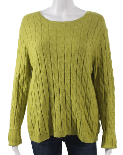 Elliott Lauren Womens Pullover Sweater Boat Neck Geometric Green Size XL