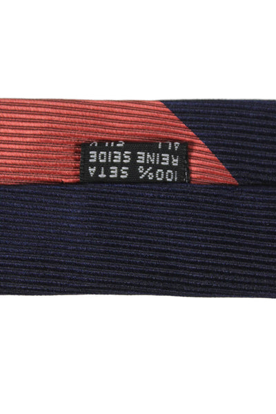 Marco Azzali Mens Silk Striped Print Colorblock Classic Tie Blue Red