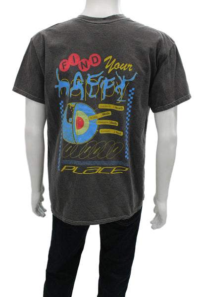 BDG Unisex Adults T-Shirt Gray Cotton Graphic Crew Neck Short Sleeve Size S