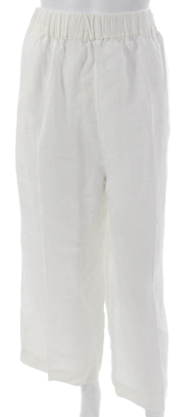 Jenni Kayne Womens Cropped Linen White Pants Pull On Size 2XL
