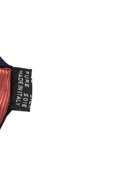 Marco Azzali Mens Silk Striped Print Colorblock Classic Tie Blue Red