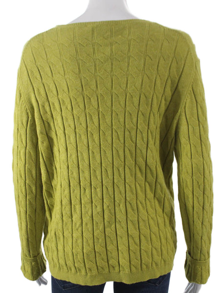 Elliott Lauren Womens Pullover Sweater Boat Neck Geometric Green Size XL