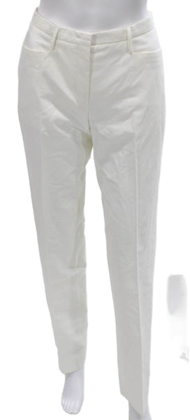 Jil Sander Women White Cotton Dress Pants Zip Inseam 33 Size S