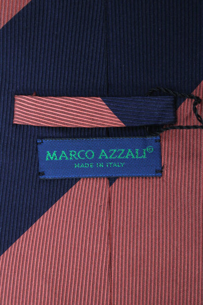 Marco Azzali Mens Silk Striped Print Colorblock Classic Tie Blue Red