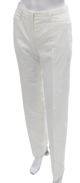 Jil Sander Women White Cotton Dress Pants Zip Inseam 33 Size S
