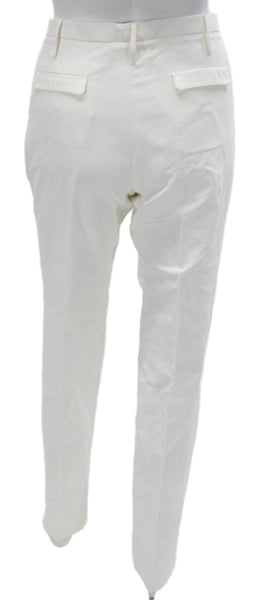 Jil Sander Women White Cotton Dress Pants Zip Inseam 33 Size S