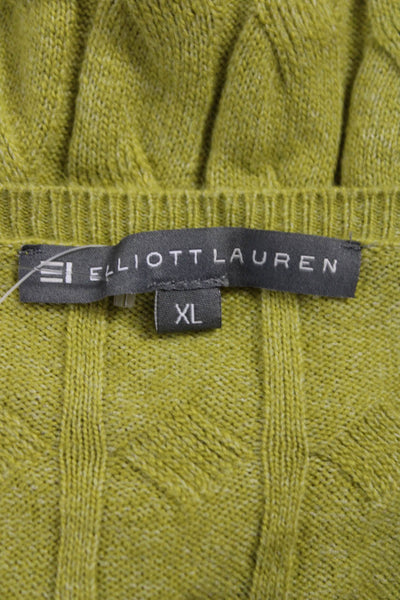 Elliott Lauren Womens Pullover Sweater Boat Neck Geometric Green Size XL