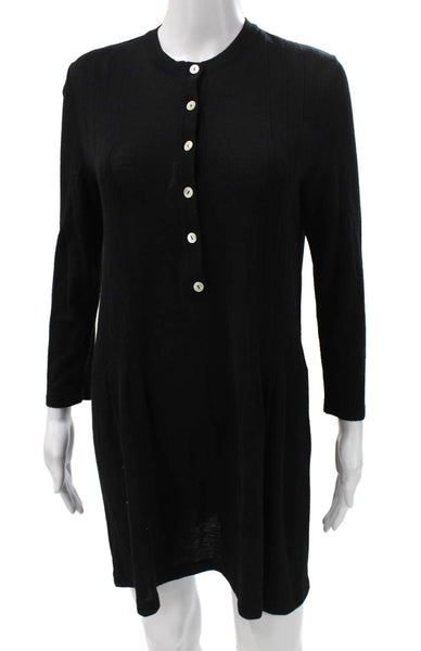 Giorgio Villa Women Sweater Dress Black Long Sleeve Button Size XS