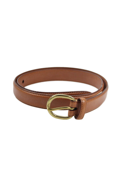 Ralph Lauren Womens Leather Silver Tone Buckle Classic Belt Light Brown Size 36