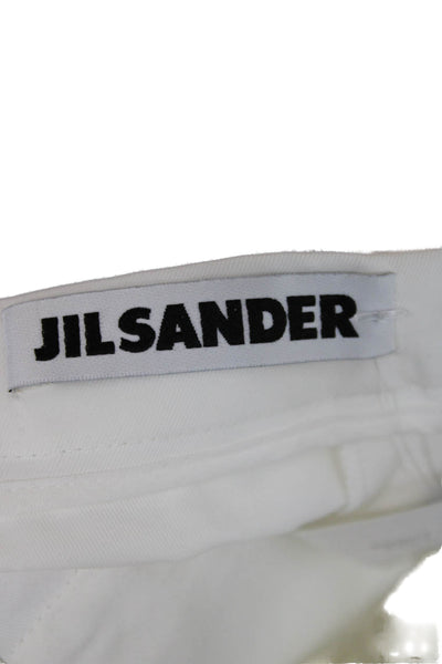 Jil Sander Women White Cotton Dress Pants Zip Inseam 33 Size S