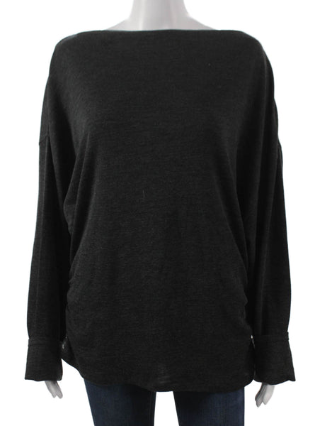 Vince Women Pullover Wool Boat Neck Gray Long Sleeve Sweater Size XL